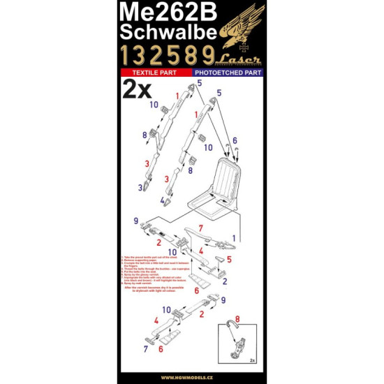 Hgw 132589 1/32 Seatbelts For Me 262b Schwalbe Orlon For Revell Or Trumpeter