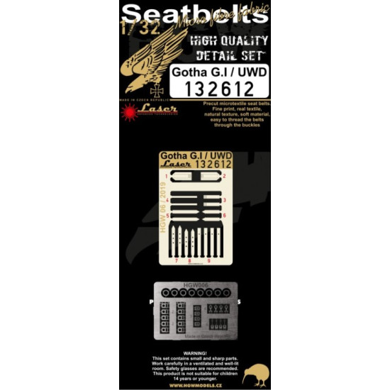 Hgw 132612 1/32 Seatbelts For Gotha G.i / Uwd For Wingnut Wings Hgw 132612 1/32 Seatbelts For Gotha G.i / Uwd For Wingnut Wings