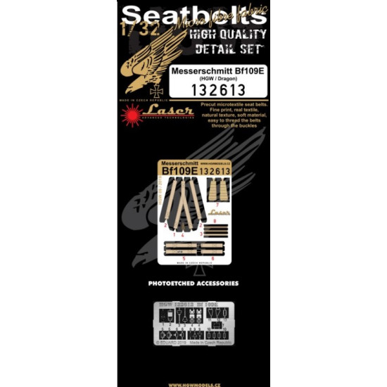 Hgw 132613 1/32 Seatbelts For Messerschmitt Bf109e-7 Accessories Kit