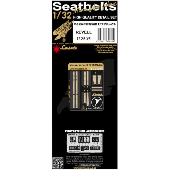 Hgw 132635 1/32 Seatbelts For Bf109g-2/4 For Revell Accessories Kit