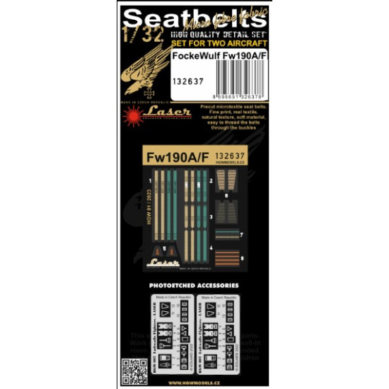 Hgw 132637 1/32 Seatbelts For Fockewulf Fw190a/F-8 Accessories Kit