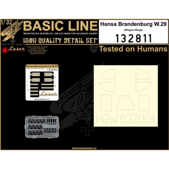 HGW Basic Line 1/32 seatbelt & mask Hansa-Brandenburg W.29 Wingnut Wings 132811 HGW Basic Line 1/32 seatbelt & mask Hansa-Brandenburg W.29 Wingnut Wings 132811