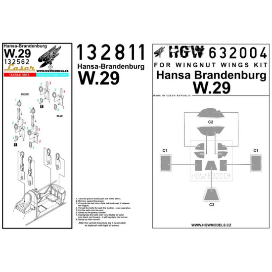 HGW Basic Line 1/32 seatbelt & mask Hansa-Brandenburg W.29 Wingnut Wings 132811 HGW Basic Line 1/32 seatbelt & mask Hansa-Brandenburg W.29 Wingnut Wings 132811