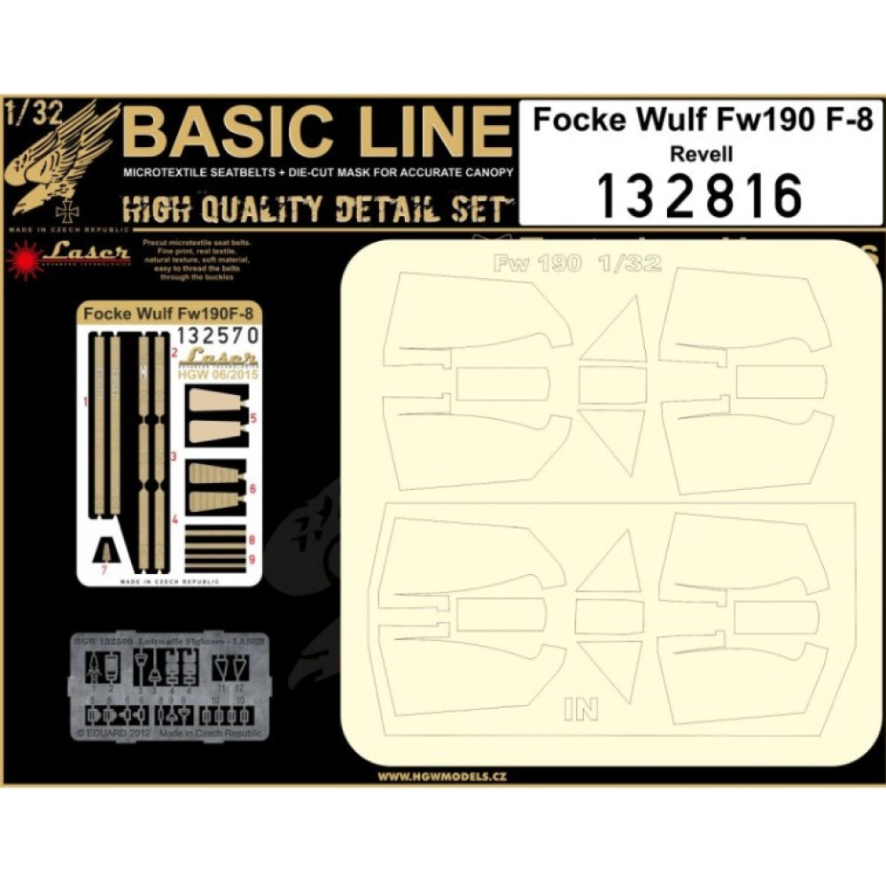 HGW Basic Line 1/32 seatbelt and mask for Fw 190F-8 by Revell - 132816 HGW Basic Line 1/32 seatbelt and mask for Fw 190F-8 by Revell - 132816