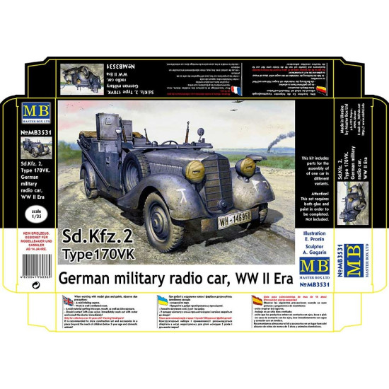 Master Box 3531 1/35 Sd.kfz. 2 Type 170vk, German Military Radio Car, Ww Ii Era Renew Kit