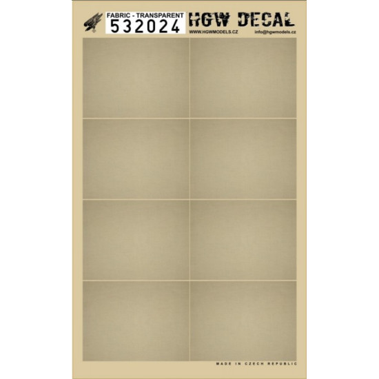 Hgw 532024 1/32 Decal Fabric Transparent 8 Pcs 82 X 61 Mm Segments