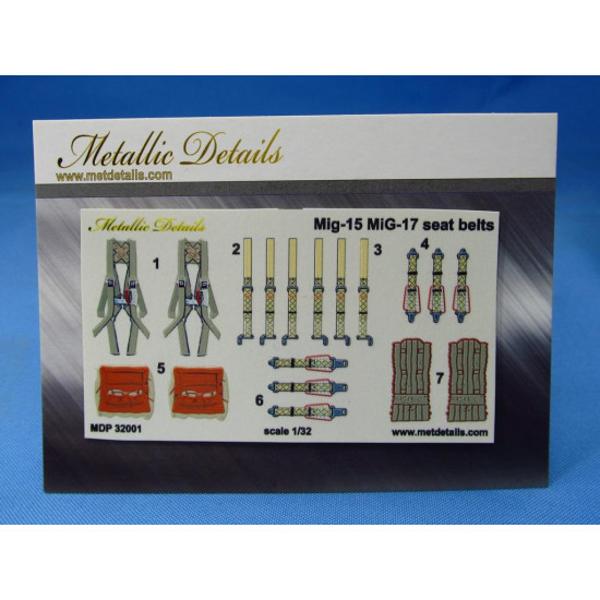 Metallic Details Mdp32001 1/32 Mig 15 Mig 17. Seat Belts Accessories Kit