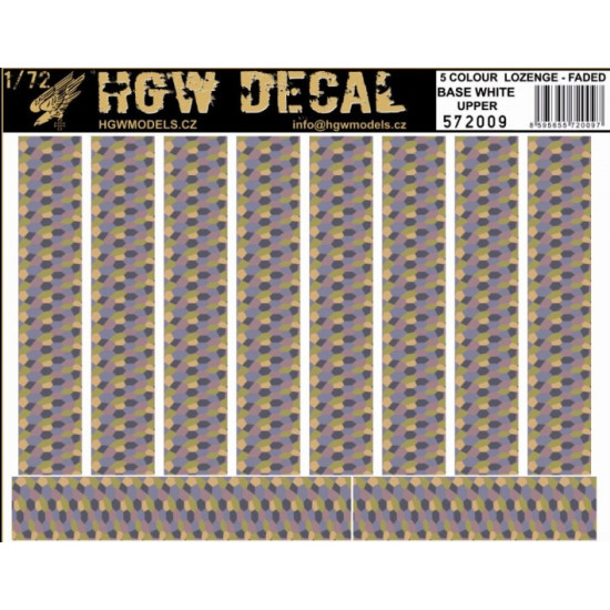 Hgw 572009 1/72 Decal 5 Colour Lozenge Upper Base White Decals For Aircraft