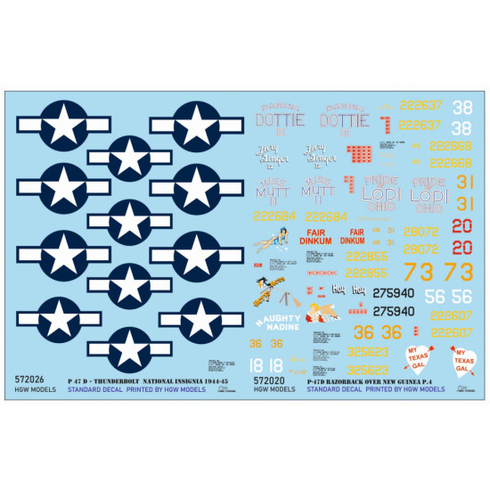 Hgw 572020 1/72 Decal For P-47d Thunderbolt Razorback Over New Guinea