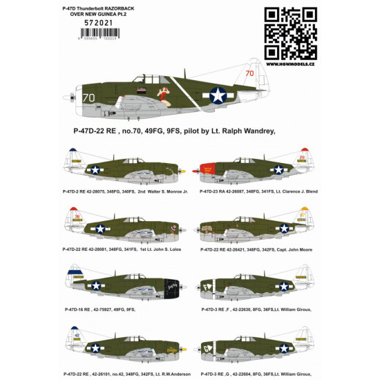 Hgw 572021 1/72 Decal For P-47d Razorback Over New Guinea Part 2