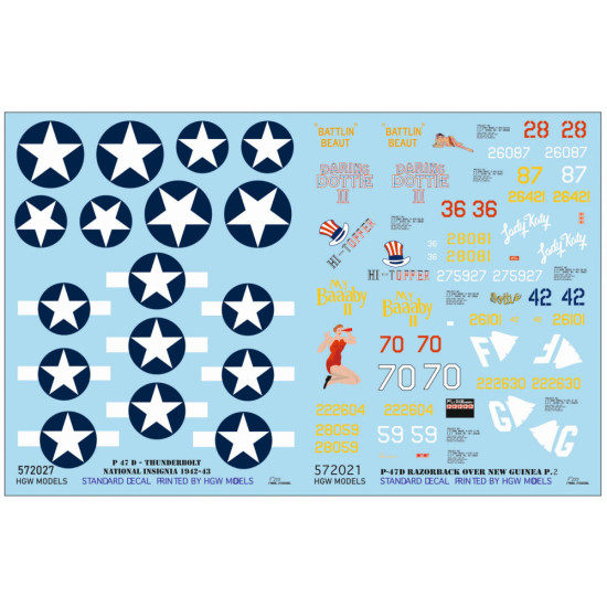 Hgw 572021 1/72 Decal For P-47d Razorback Over New Guinea Part 2