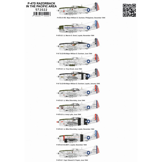 Hgw 572022 1/72 Decal For P-47d Razorback In The Pacific Area