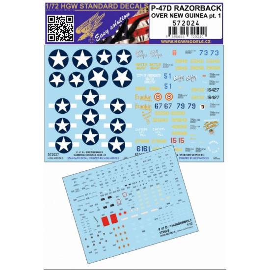 Hgw 572024 1/72 Decal For P-47d Razorback Over New Guinea Pt.1