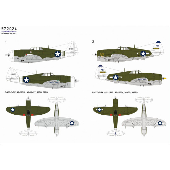 Hgw 572024 1/72 Decal For P-47d Razorback Over New Guinea Pt.1