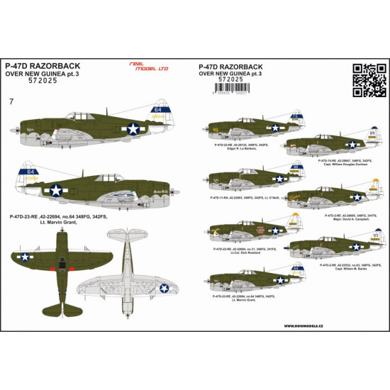 Hgw 572025 1/72 Decal For P-47d Razorback Over New Guinea Part 3