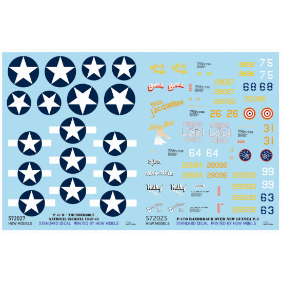 Hgw 572025 1/72 Decal For P-47d Razorback Over New Guinea Part 3