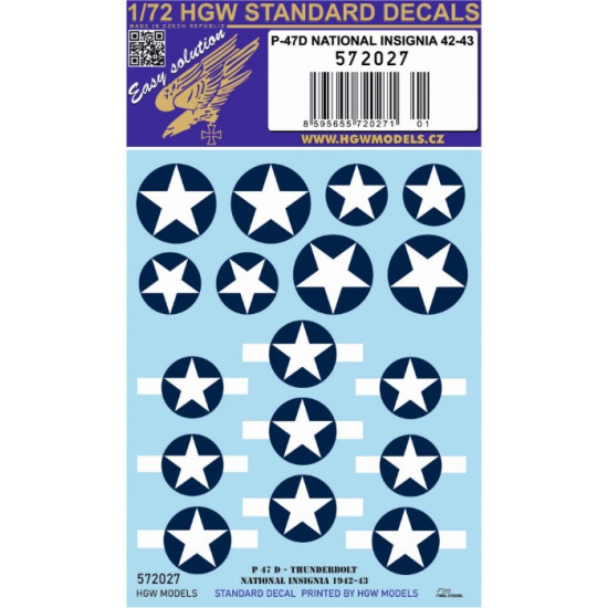 Hgw 572027 1/72 Decal For P-47d National Insignia 42-43