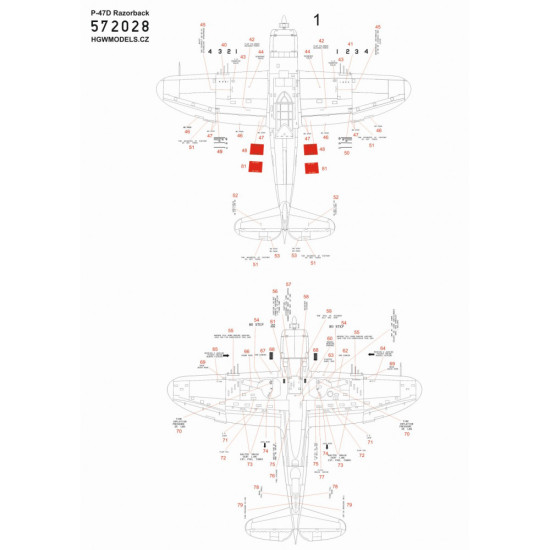 Hgw 572028 1/72 Decal For P-47d Stencils Accessories For Aircraft