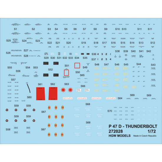 Hgw 572028 1/72 Decal For P-47d Stencils Accessories For Aircraft