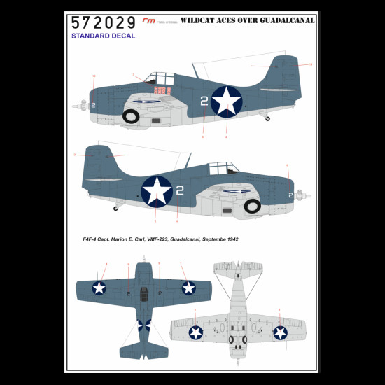 Hgw 572029 1/72 Decal For F4f-4 Widcat Aces Over Quadalcanal