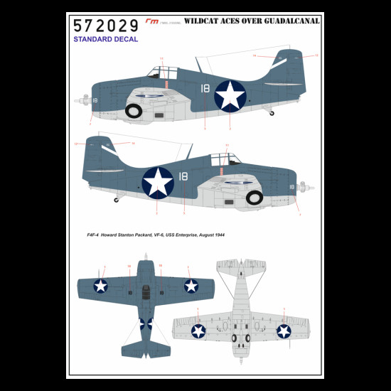 Hgw 572029 1/72 Decal For F4f-4 Widcat Aces Over Quadalcanal