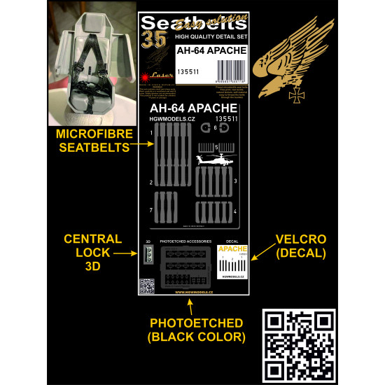 Hgw 135511 1/35 Seatbelts For Ah-64 Apache Photo-etched Parts Accessories Kit