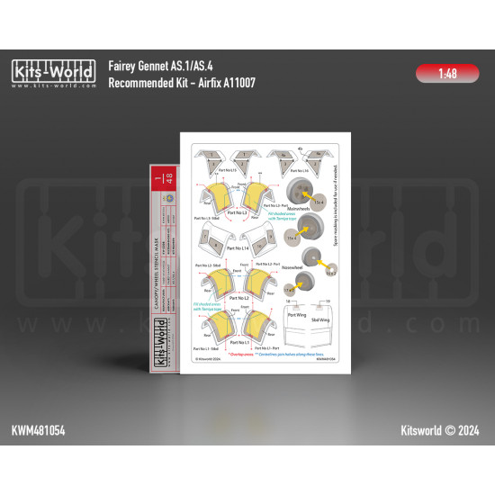 Kits World Kwm481054 1/48 Paint Mask For Fairey Gannet As.1/As.4 Airfix A11007