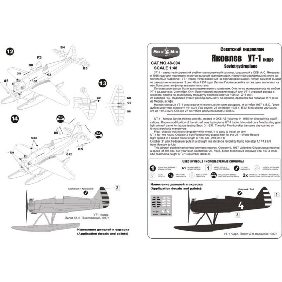 Yakovlev UT-1 Soviet hydroplane 1/48 Micro-Mir 48-004