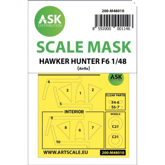 Ask M48010 1/48 Double-sided Painting Mask For Hawker Hunter F.6 For Airfix