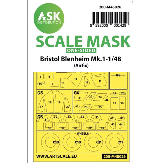 Ask M48027 1/48 Double-sided Painting Mask For Bristol Blenheim Mk.i For Airfix