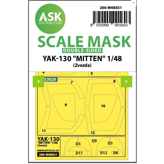 Ask M48031 1/48 Double-sided Painting Mask Yak-130 Mitten For Zvezda Ask M48031 1/48 Double-sided Painting Mask Yak-130 Mitten For Zvezda