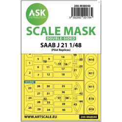 Ask M48040 1/48 Double-sided Painting Mask Saab J21 For Pilot Replicas