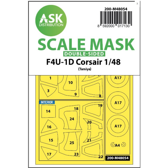 Ask M48054 1/48 Double-sided Painting Mask F4u-1d Corsair For Tamiya