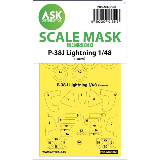 Ask M48068 1/48 One-sided Painting Mask For P-38j Lightning For Tamiya