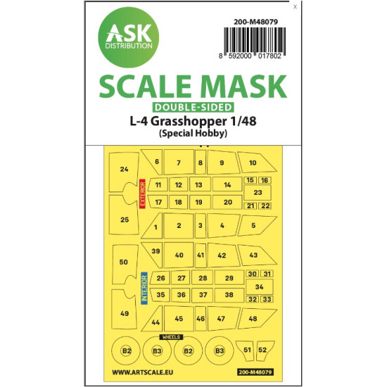 Ask M48079 1/48 Double-sided Painting Mask L-4 Grasshopper For Special Hobby Ask M48079 1/48 Double-sided Painting Mask L-4 Grasshopper For Special Hobby