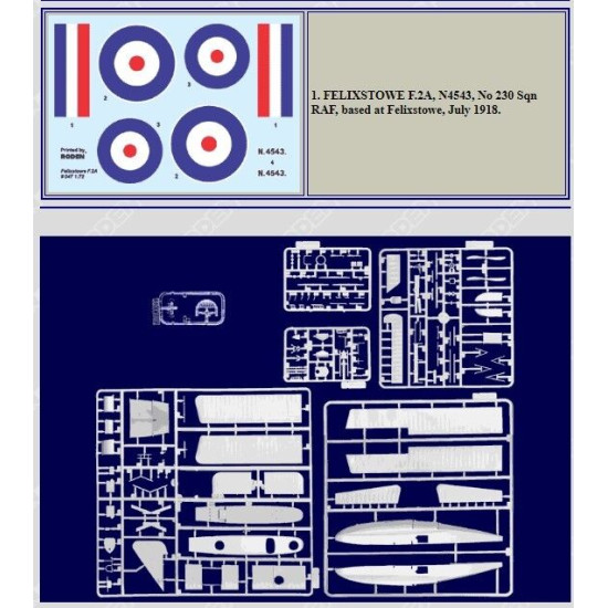 Roden 047 1/72 Felixstowe F.2a W/Upper Wing Gunner Position Flying Boat