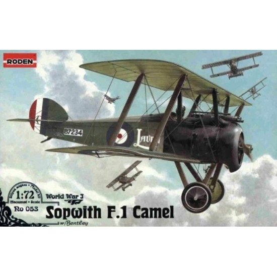 Roden 053 1/72 Sopwith F.1 Camel W/Bentley Wwi Plastic Model Kit