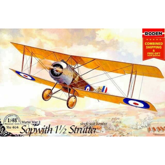 Roden 404 1/48 Sopwith 11/2 Strutter Single-seat Bomber Aircraft Wwi