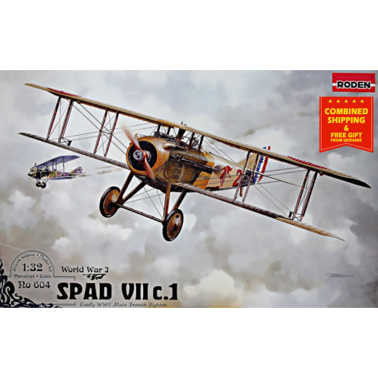 Roden 604 1/32 Spad Vii C.i French Fighter Wwi Trompe La Mort Plastic Model