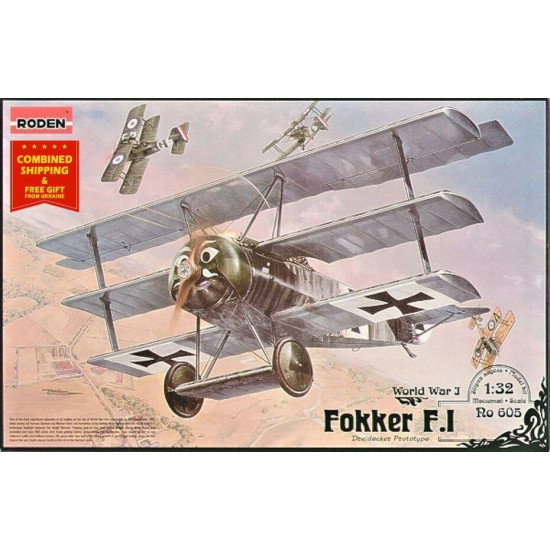 Roden 605 1/32 Fokker F.i German Fighter-triplane Wwi Plastic Model Kit