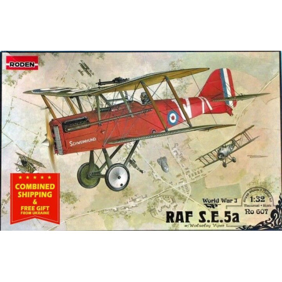 Roden 607 1/32 Raf Se5a W/Wolseley Viper British Fighter Wwi Plastic Model