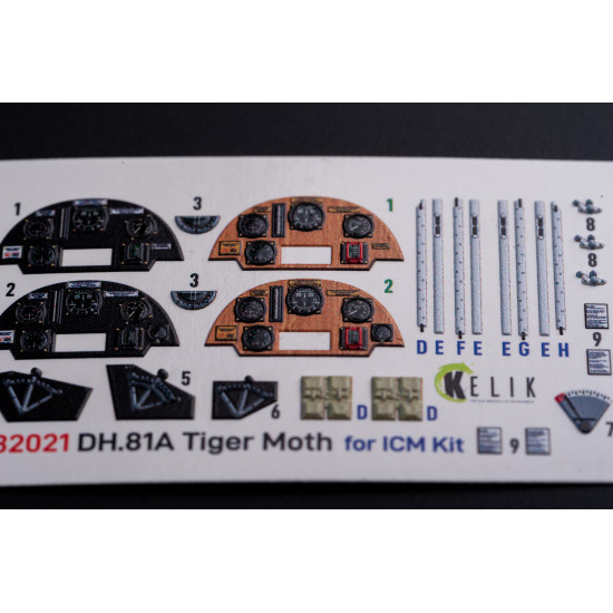 Kelik K32021 1/32 Dh.81a Tiger Moth Interior 3d Decal For Icm Kit