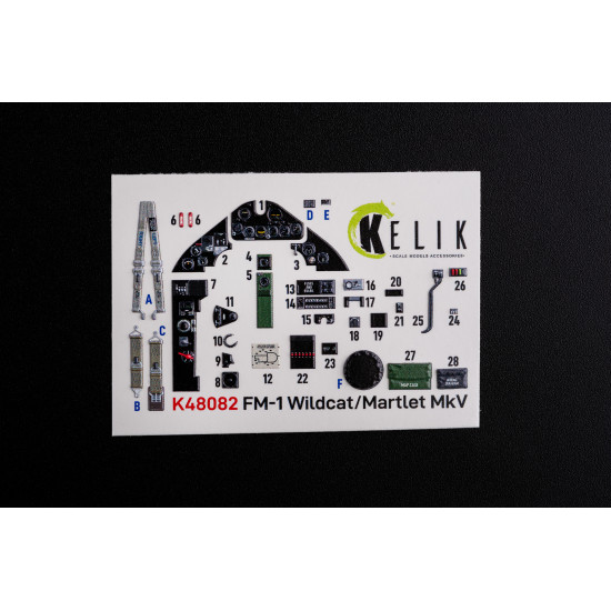 Kelik K48082 1/48 Fm 1 Wildcat Martlet Mk.v Interior 3d Decals For Tamiya Kit