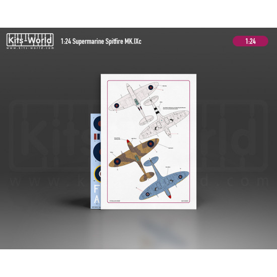 Kits World Kw124003 1/24 Decal And Mask Supermarine Spitfire Mk Ixc For Airfix