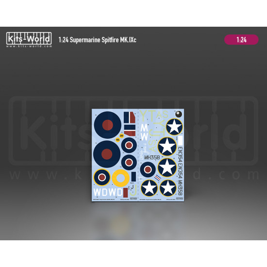 Kits World Kw124004 1/24 Decal And Mask Supermarine Spitfire Mk Ixc For Airfix