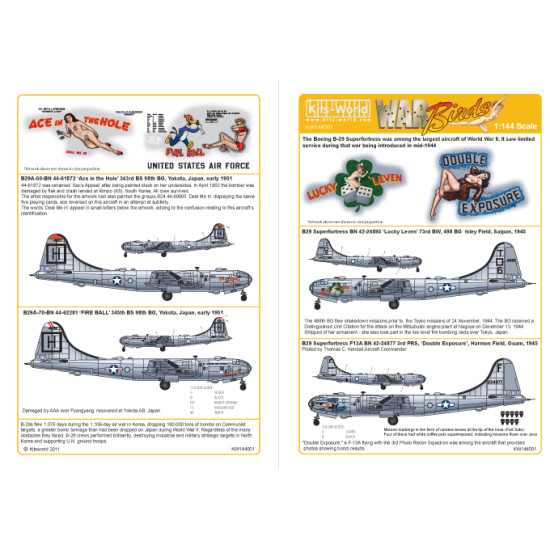 Kits World Kw144001 1/144 Decal For B-29 Superfortress Accessories For Aircraft