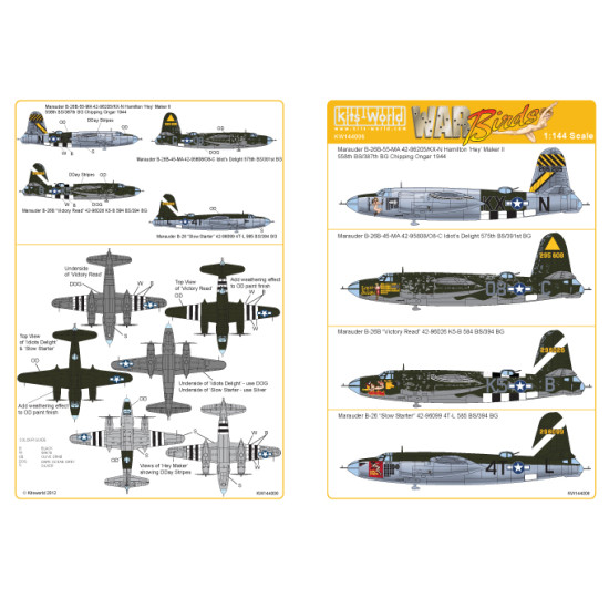 Kits World Kw144006 1/144 Decal For B-26 Marauders Accessories For Aircraft