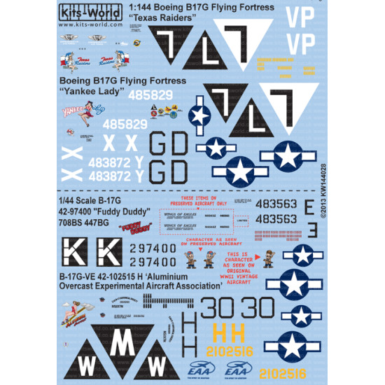 Kits World KW144028 1/144 Decal B-17G Flying Fortress Accessories for ...