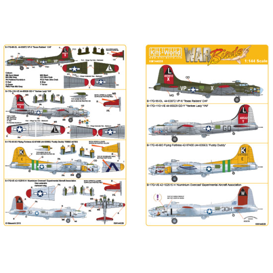 Kits World Kw144028 1/144 Decal B-17g Flying Fortress Accessories For Aircraft