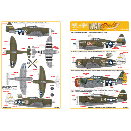 Kits World Kw144047 1/144 Decal For P-47 Thunderbolts Accessories For Aircraft